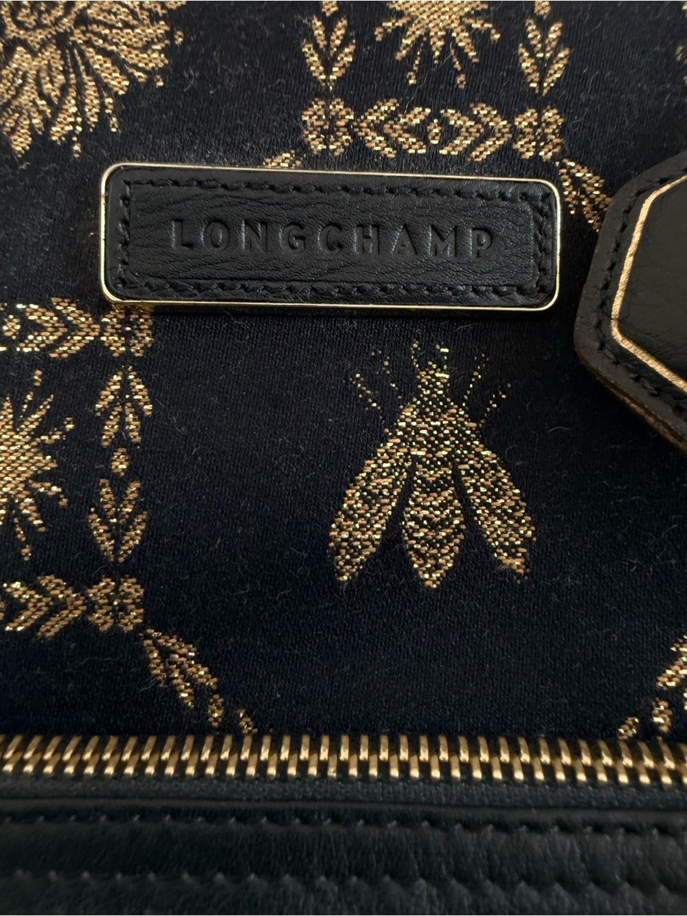 Black and Gold Weekend Bag- Longchamp Duffel - Picture 3 of 6